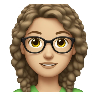 white girl brown hair glasses and green eyes sticker