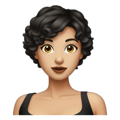 Sexy pixie Short hair brunette with black long dress sticker