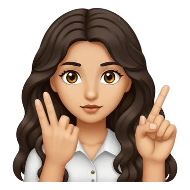 Girl with olive skin, brown eyes with long eyelashes and dark wavy long hair giving the middle finger sticker