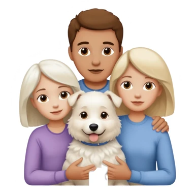 parents, daughter and a white dog sticker