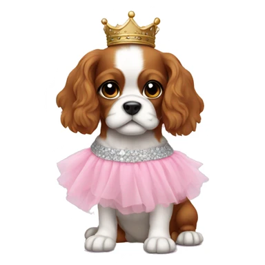 King Charles puppy wearing a pink tutu sticker