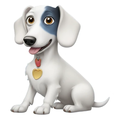 White dachshund next to a blue eyed husky sticker