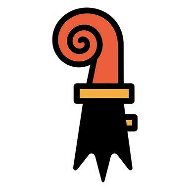 Basel-Stadt flag, stylized black crozier on white, minimalistic, no text, flat icon sticker