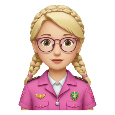 scout girl with pink scout uniform i, blonde braided haired and glassess sticker