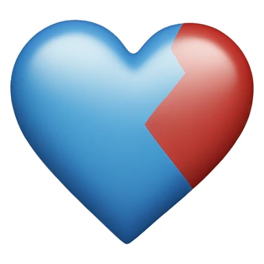 Half blue and half red heart sticker