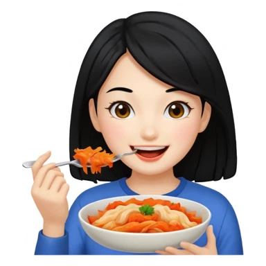 Girl black hair eat kimchi sticker