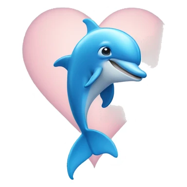 Dolphin blue heart sticker