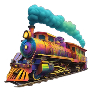 psychedelic colorful train sticker
