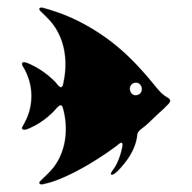 Angelfish fish icon, simple silhouette sticker