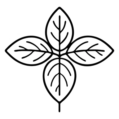 Basil herb with detailed leaves, clean vector outline sticker