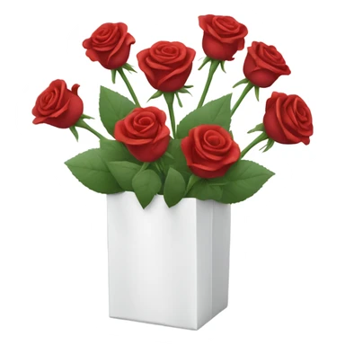 Bouquet of red roses in a white package sticker