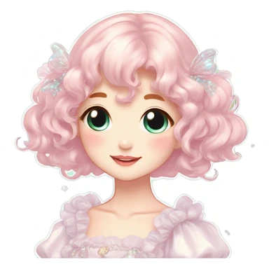 Dreamy pretty elegant kawaii shiny blushing shy anime pastel lady kawaii beautiful hair naturecore fairycore cottagecore jewels trending aesthetic sticker