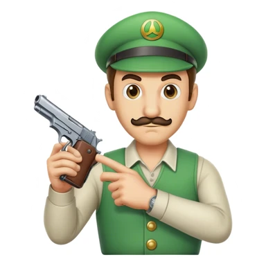 luigi holding a pistol sticker
