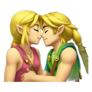Zelda and link kiss love with beach clothes sticker