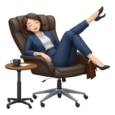 Boss sleeping in a chair with her legs up on the desk sticker