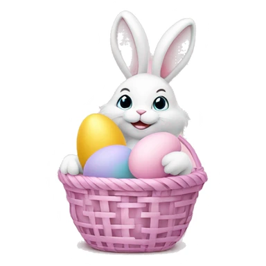 easter bunny with egg light pink basket sticker