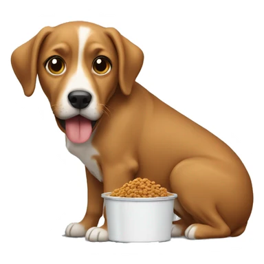 A dog eating dog food sticker
