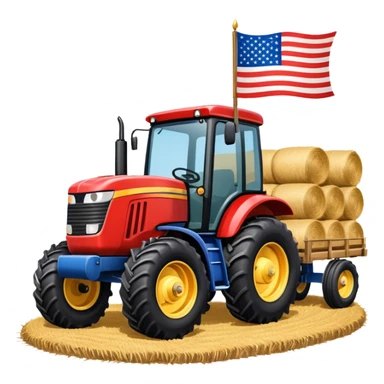 Fall hay bale trailer rides with USA flag on tractor sticker
