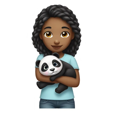 Girl holding a baby panda sticker