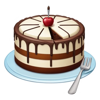 cake with fork marks and a piece missing, showing someone has eaten from it sticker