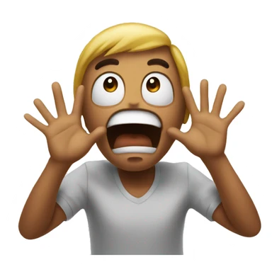 Scared emoji with hands up sticker