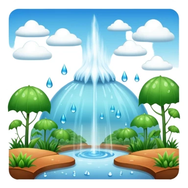 Create a greenhouse effect humid weather landskape imag humid more humid add draps falling sticker