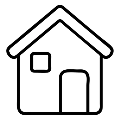 white 2D house, simple, clean lines, no shading, minimal details sticker