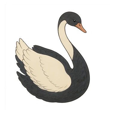 ghibli style elegant half white and half black swan sticker