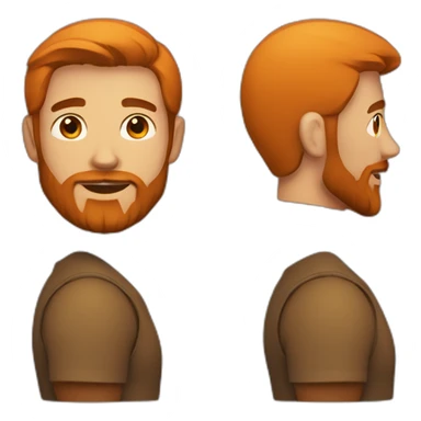 A guy with a beard, mid-length hair colored orange on one side and colored brown on the other side sticker