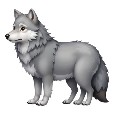 Gray wolf with a very large pregnant belly, standing on all fours, fluffy tail sticker