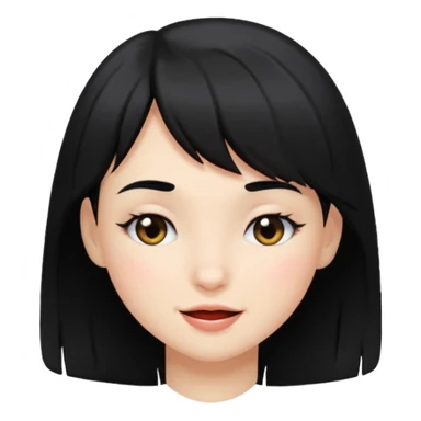 girl with black hair and side bangs, winking sticker