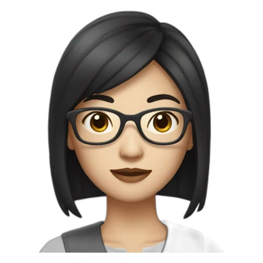 Chinese woman with glasses and black medium hair sticker
