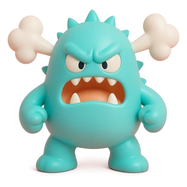 monster stomping its feet in anger, smoke coming from ears, spiky body sticker