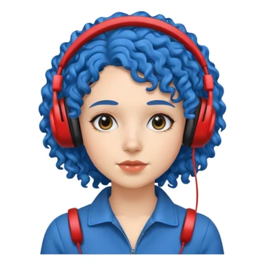 blue curly haired woman with headphone sticker