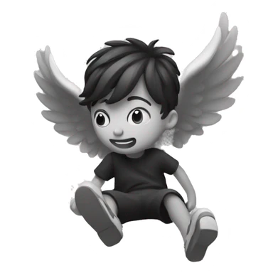 winged falling boy in monochrome sticker