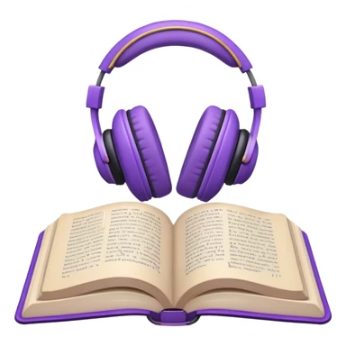 purple open storybook with purple headphones on top sticker