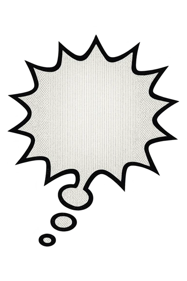 empty comic thought bubble, jagged outline, expressive cartoon, no face sticker