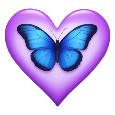 blue butterfly inside a purple heart sticker