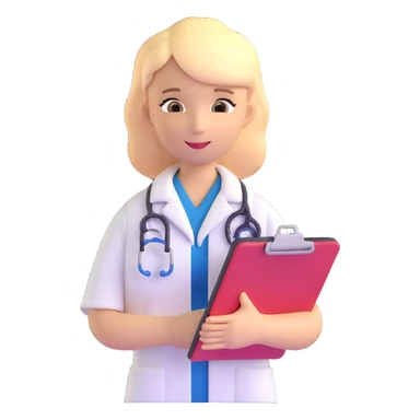 AI medical assistant holding a clipboard sticker