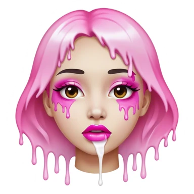 Solo pink ombre lips with white paint dripping off sticker