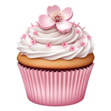 Cute Pastel pink and white Cherry Blossom Sakura Cupcake sticker