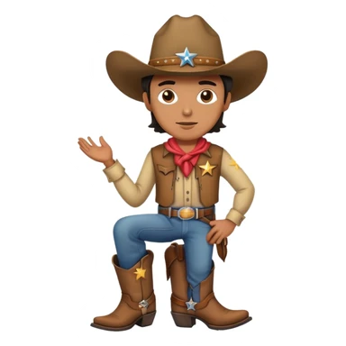 Cowboy with a star on his shirt, wearing a cowboy hat and boots sticker
