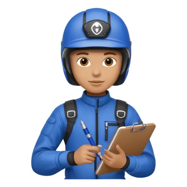 dirtbike rider in blue gear with clipboard sticker