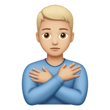 Armed crossed holding neck sticker