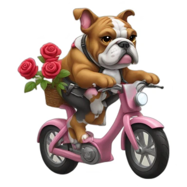 rose bulldog on a bike sticker