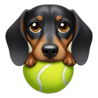 Dachshund with tennis ball sticker