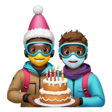 2 guys masks snowboarding birthday sticker