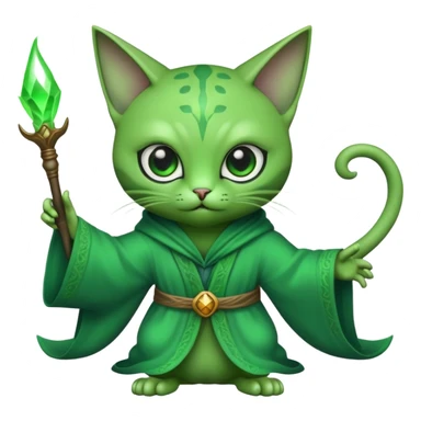 alien cat casting a spell sticker