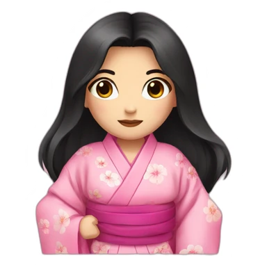  A girl wearing a pink kimono, with long black hair and wide pink eyes sticker