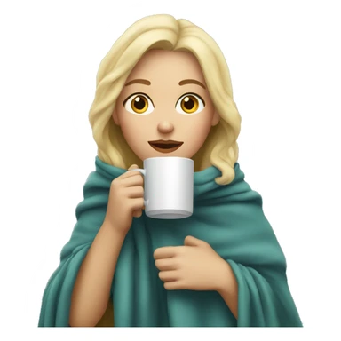 Blonde girl in a blanket sipping coffee sticker